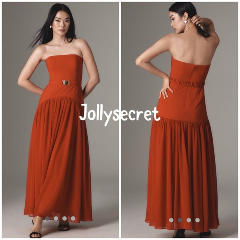 💋Anthropologie Hutch Strapless Red Maxi Dress size 6 - Picture 1 of 14